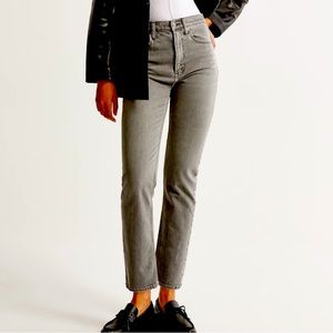 Abercrombie & Fitch Ultra High Rise Ankle Straight Jean sz 33 14 GREY NWT